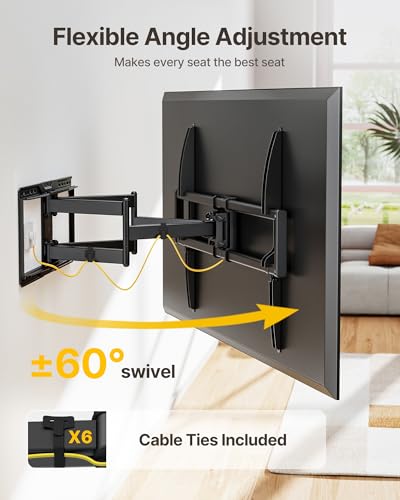 Image of monTEK Heavy-Duty Full Motion TV Wall Mount Bracket for 50-100″ TVs up to 200 lbs - 4X Load Tested, Dual Arm Extension to 25.1″, Tool-Free Tilt /Swivel /Level, Max VESA 900x600, Fits 12 /16 /18 /24 inch Studs