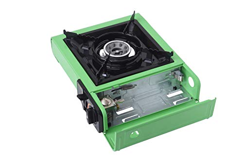 Flame King Ysnvt-505 Dual Fuel Butane & Propane Gas Camping Stove With Single Burner, Portable And Great For Outdoor Cooking, Backpacking 8.5"X8.5" Grid #TOP6