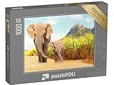 Puzzle 1000 Teile XXL „Afrikanische Busch-Elefanten, Wildreservat“ – aus der Puzzle-Kollektion Elefanten, Tiere in Savanne & Wüste, Tiere in Dschungel & Regenwald