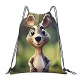 Cxzmnba Funny Cartoon Kangaroo Zoo (1) Mochila unisex con cordón, bolsa de gimnasio, bolsa deportiva, bolsa ligera para viajes, trabajo, escuela, blanco, Talla única