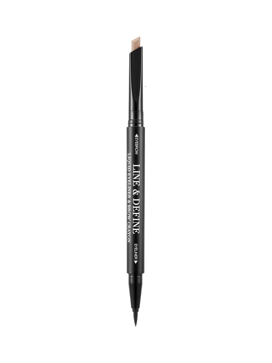 Klara CosmeticsLine and Define 01 Invisible Blonde Blackest Black Eyeliner Blonde Eyebrow 2 in 1 Easy Glide Precise Tip Waterproof Long Lasting