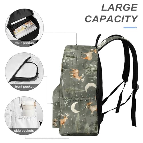 Watercolor Deer Moon Funny Backpack Daily Casual Daypack Travel Mini Bag with Adjustable Strap Style-54