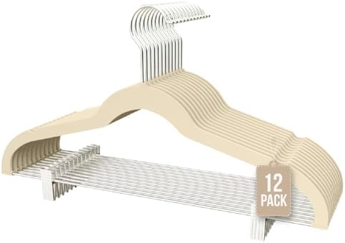 COM-FORT HOUSE- Perchas Terciopelo con Pinzas Antideslizantes- Co...