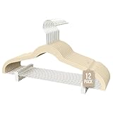 COM-FORT HOUSE- Perchas Terciopelo con Pinzas Antideslizantes- Color Beige 12...