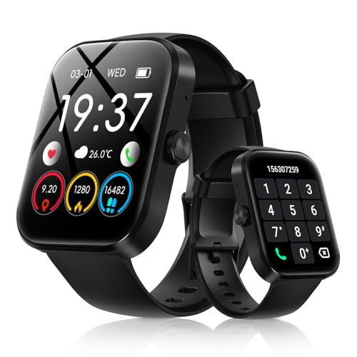 Canareen smartwatch pour Les Hommes et Les Femmes, 1,91 Pouces HD écran Tactile smartwatch, 118 + Sport Mode Montre de Fitness avec pouls Surveillance du Sommeil podomètre, Android iOS Noir