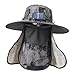 Outdoor Solar Fan Hat, Waterproof Wide Brim Sun Protection Fishing Cap with Face Neck Cover Flap for Outdoor Sports Beach, Dark Gray