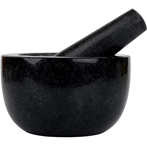 Nuoyia Granite Mortar And Pestle Set,Guacamole Molcajete Bowl For Kitchen,Mortar And Pestle For Making Spices And Various Sauces,Contain Silicone Mat,Spoon And Brush(14X8Cm,Unpolished) #TOP28