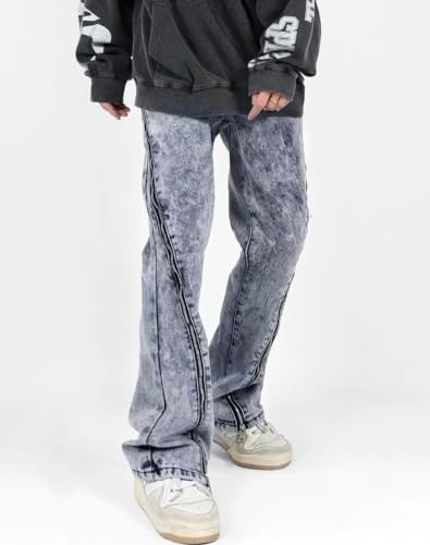 jupkem Baggy Jeans for Men Korean Fashion Pants Y2k Aesthetic Mid Rise Wide Leg Jean Y2k Goth 90s Vintage Streetwear Clothes2