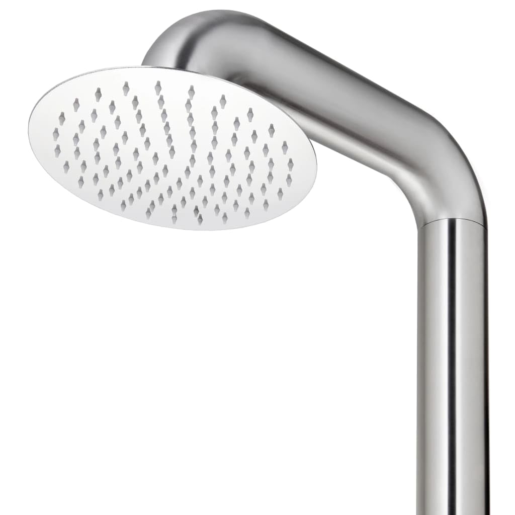 vidaXL Prysznic ogrodowy z szarą podstawą, 230 cm, stal nierdzewna