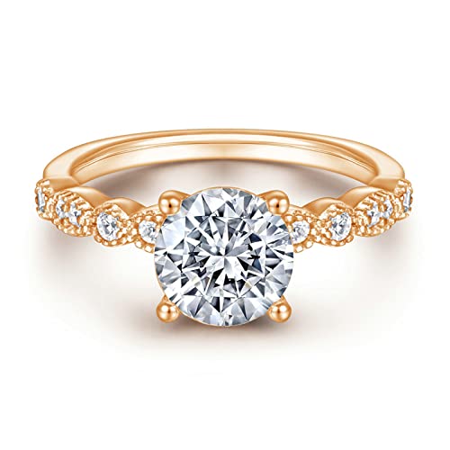 Bague en argent véritable ronde avec oxydes de zirconium au quotidien