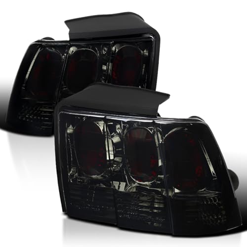 SPEC-D TUNING Smoke Lens Tail Lights Compatible with 1999-2004 Ford Mustang, Left + Right Pair Assembly