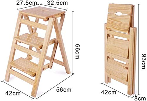 Taburete de madera multifunción y escalera resistente para hogar y biblioteca 2