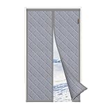 MAGZO Magnetic Thermal Insulated Door Curtain Fits Door Size 36" x 96", Oxford Cloth Strong Magnets Winter Entrance Cover, Thicken Cotton Doorway Blanket for Patio Entrance, Gray
