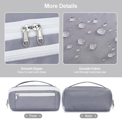 Image of Large Pencil Pouch - 8 Compartments, Wide Handle Organizer Bag | Wide Open Pen Bag, Flexible Dividers & Side Pockets, Handle, 900D Fabric, College Supplies for Teens, Black & Grey