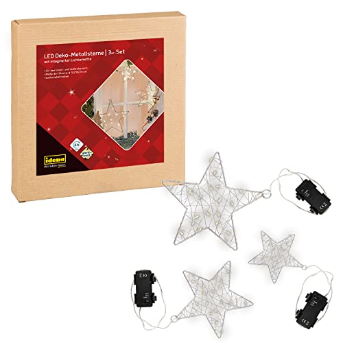 Idena 31610 - LED Deko Metallsterne mit integrierter Lichterkette für...