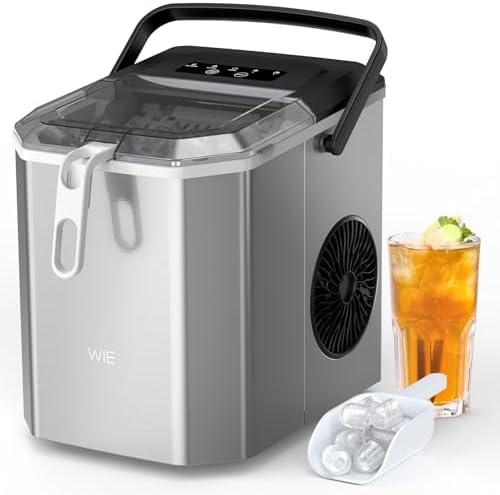 Bild 9 - WIE Eiswürfelmaschine Kleine Eiswürfelbereiter mit Schaufel 1,3 Liter Wassertank 9 Würfel in 6 Minuten Eiswürfelmaschinen Selbstreinigende Ice Maker Leiser für Küche Büro Bar Party