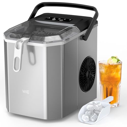 WIE Eiswürfelmaschine 1.3L/12KG Eiswürfelmaschinen Kleine mit Schaufel Wassertank 9 Würfel in 6 Minuten Eiswürfel Maschinen Selbstreinigende Ice Cube Maker Leiser für Küche Büro Bar Party