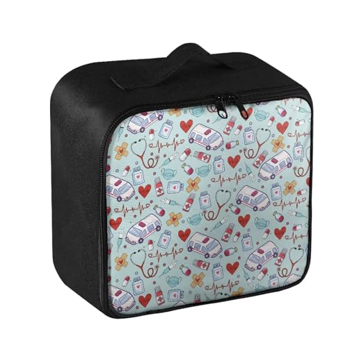 Image of Gomyblomy First Aid Bag Empty Ambulance Print Medium Medicine Bag Empty Travel Emergency Kit for Home Car Office College Dorm Students Medical Pouch Portable Organizer