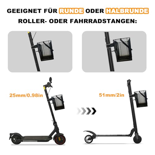 LEFELWEL E Scooter Korb, Fahrradkorb Vorne, Schnellspanner Abnehmbare E Scooter Korb Vorne, Tragkraft 15kg, Einfache Montage und Portabilität, 26cm D x 16,5cm W x 23cm H