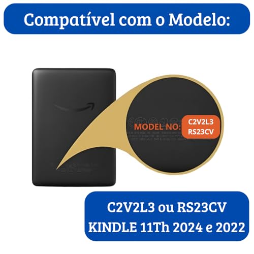 Capa Kindle 11ª Geração 2024 e 2022 (C2V2L3 e RS23CV) - Rígida - Sistema de Hibernação - Fechamento