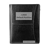 Geslun Personalized Vegan Leather Portfolio with Front Pocket for Men and Women, Custom Zippered Padfolio Binder for 8.5 x 11 Legal Pad Notebook, Professional Laptop Case, Black