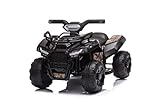 PRIME CLUB Kids Ride-On Car ATV 6V Battery Powered Electric Quad with LED Lights, Music, USB/Mp3 Plug for Toddlers Boys Girls(Black)