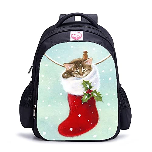 Mochila de Gato de Navidad ergonómica contra el dolor de espalda de niños y jóvenes