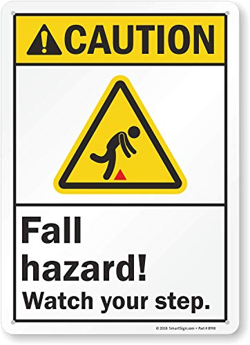Panneau Caution Fall Hazard en aluminium pour éviter les chutes sur les marches glissantes