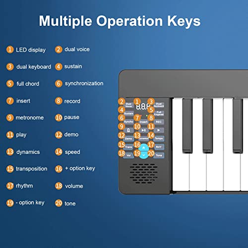 Piano numérique pleine grandeur à 61 touches Clavier électrique portable Piano Prise en charge des haut-parleurs intégrés Bluetooth Connexion MIDI Comprend un pupitre, une pédale de sustain, un sac de - Les Beatles, Paul McCartney, John Lennon, RIngo Starr, George Harrison Piano numérique pleine grandeur à 61 touches Clavier électrique portable Piano Prise en charge des haut-parleurs intégrés Bluetooth Connexion MIDI Comprend un pupitre, une pédale de sustain, un sac de – Image 8