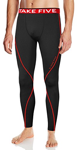 New Men Sports Winter Warm Thermal Skin Tights Compression Base Under Layer Long Pants (S, NP513 Black)
