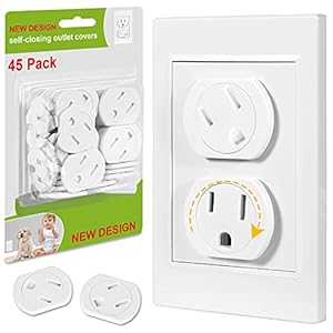 Outlet Covers (45 Pack) Self-Closing Outlet Plug Covers 3-Prong Swivel Electrical Outlet Protectors for Baby Upgraded…