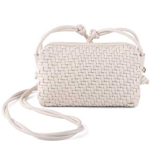 Image of Woven Crossbody Bag for Women,Small Handbag Cute Purse Vegan Leather Handmade Shoulderbag,Lightweight Tote Bag with Strap