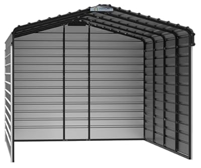 Arrow 12' x 20' x 9' All-Weather Galvanized Steel Carport with 3 Wall Kits, Multipurpose Heavy-Duty Outdoor Garage Carport Canopy, Eggshell