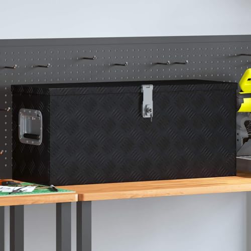 vidaXL Aluminiumkiste Werkzeugbox Transportkiste Transportkoffer Aluminiumkoffer Alu Koffer Box Lagerkiste Lagerbox 80x30x35cm Schwarz
