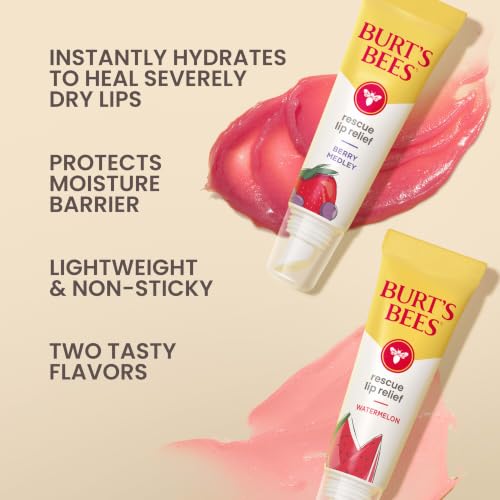 Burt's Bees Rescue Lip Relief, Watermelon & Berry Medley, 0.35 oz., 2 Tubes - image 2