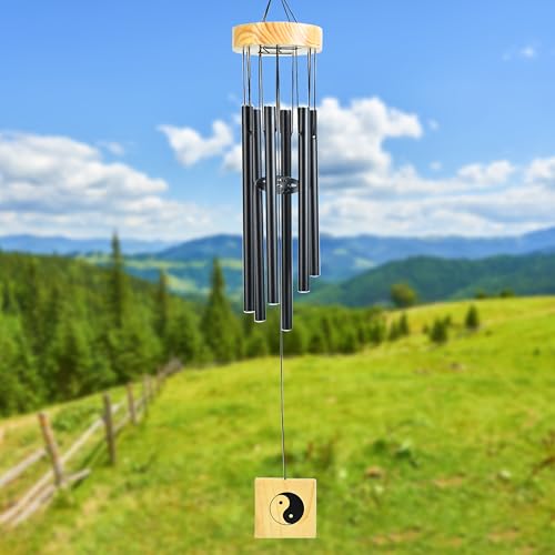 Image of ZAICUS Metal Wind Chime for Home & Garden, Outdoor Hanging Wind Chimes with Wooden Top, Deep Resonant Tones, Balcony Patio Yard Decoration, Feng Shui Lucky Wind Bell Decor