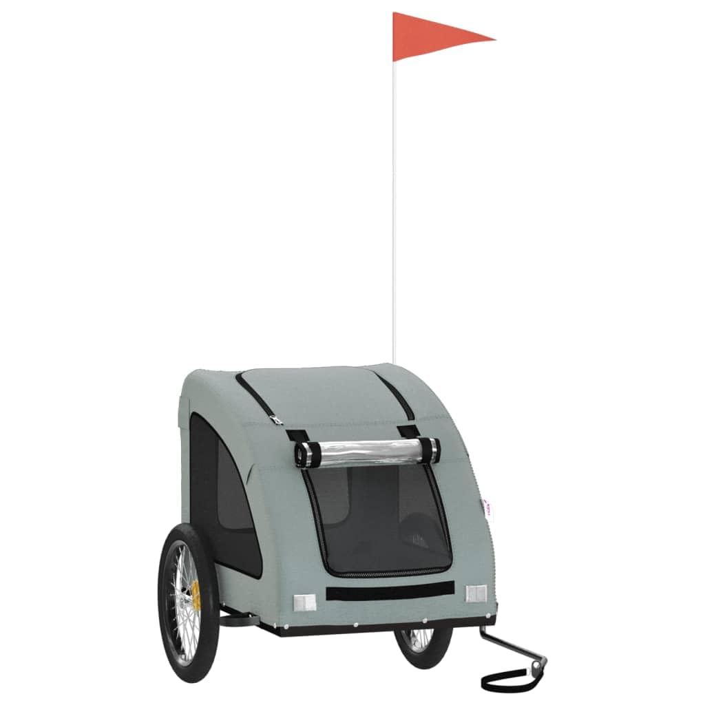 Grey Pet Bike Trailer for Small Dogs, Water Resistant & Foldable Design with Mesh Ventilation for Outdoor Adventures
