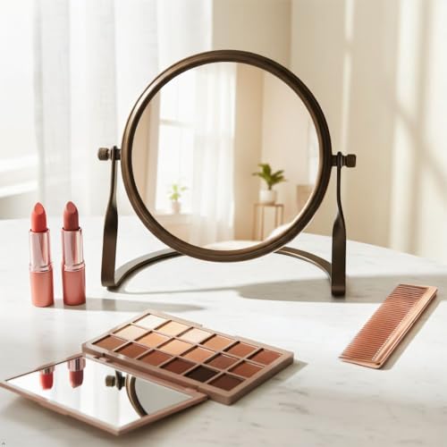 Espejo para maquillaje 5X de 5.5 pulgadas acabado bronce miniatura 4