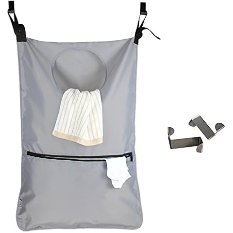 Luxja Adjustable Hanging Laundry Bag with Hooks Cover