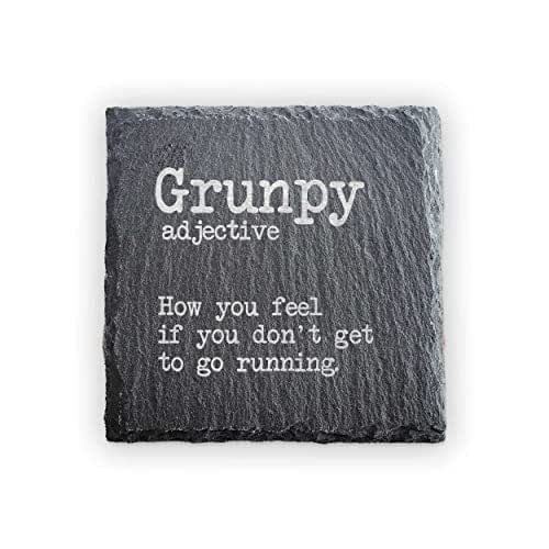 Slate Running Coaster Grunpy Funny Running Gift Gifts For Runners