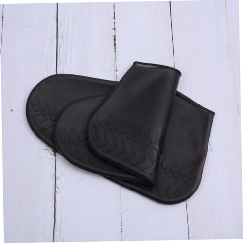 Outanaya 1 par de protector de zapatos para adultos, cobertura completa, diseño con borde elástico para días lluviosos, talle M, color negro miniatura 4