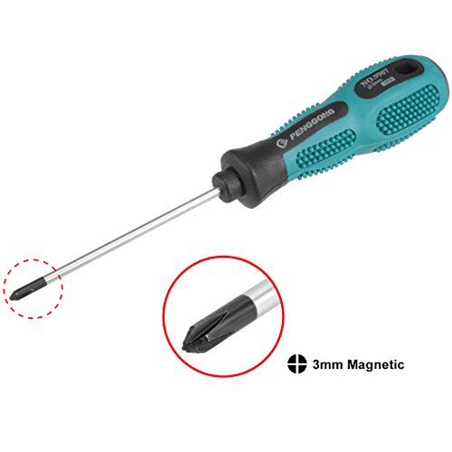 Image of uxcell #0 Phillips Screwdriver 3 Inch Round Shaft Non Slip Comfortable Handle