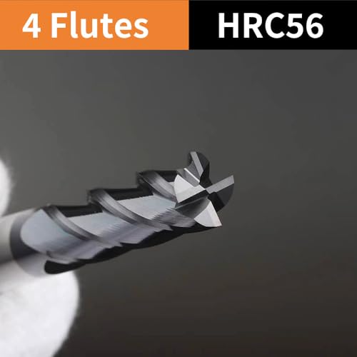 Image of CNC Milling Cutter Carbide End Mills 4 Flute HRC56 for Steel Alloy Steel Cast Iron (5pcs 1 /8 inch )