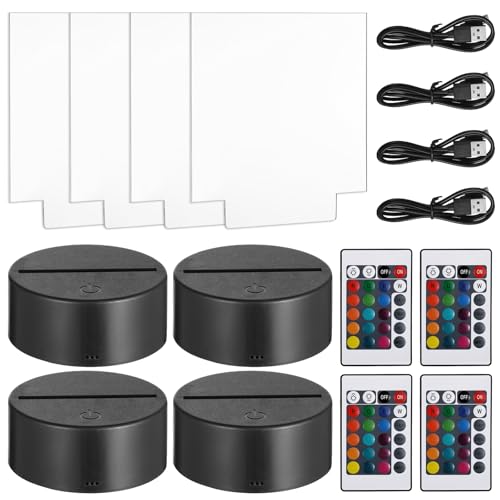 Base de lampe LED 3D acrylique télécommande 16 couleurs pour veilleuse maison