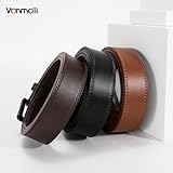 VONMELLI Nickel Free Leather Belt for Men, TSA Approved Non-Metal Men's Belt for Jeans with Hypoallergenic Black Buckle Black Fit Waist Size 41-45" - Image 7