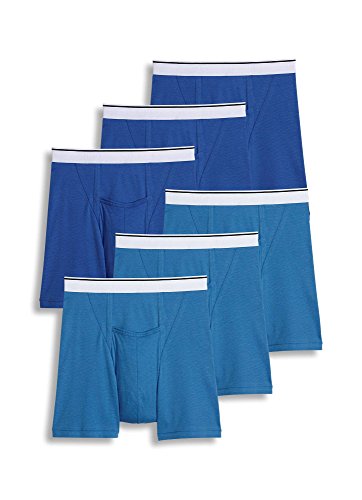 Jockey Men's Underwear Pouch 5' Boxer Brief - 6 Pack, Blue Spring/Just Blue, XL