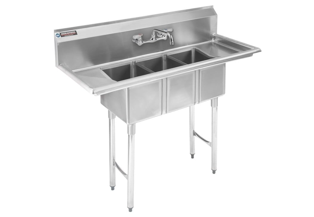 DuraSteel 3 Compartment Sink with Faucet