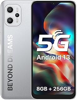 UMIDIGI F3 Pro 5G Mobile Phone (2023),Android 13 SIM Free Unlocked Smartphone,8+256GB/512GB Extension,6.6FHD+Screen,6150mAh Battery,Type-C,48MP Camera,Dual SIM/Face ID/NFC/GPS/OTG,UK VersionSilver