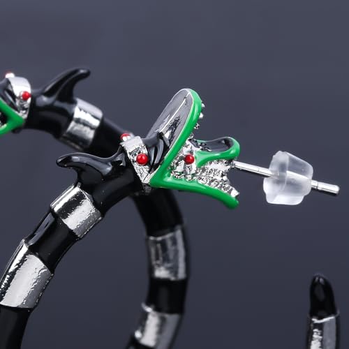 Gothic Coral Snake Earring - Beetle Sandworm Juice Faux Tunnel Hoop Earrings - Halloween Cosplay Costume Jewelry for Women Men4