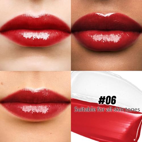Image of 2-in-1 Matte Liquid Lipstick & Clear Lip Gloss, Long Lasting Waterproof Smudge Proof 24 Hour Lip Color Stain, Non Stick & Non Fading, Vegan Matte Makeup Lip Stain for Women, Classic Red #06